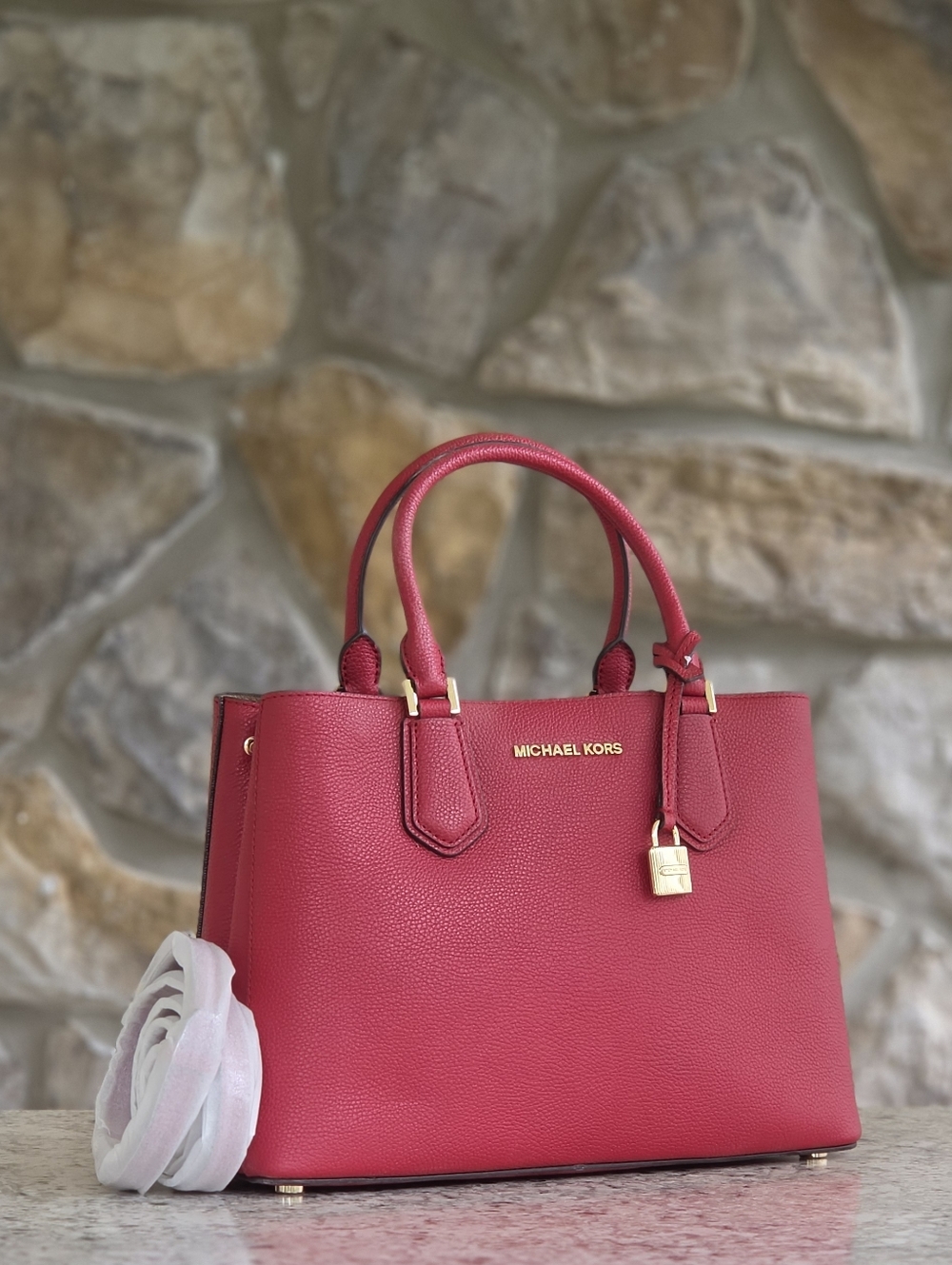 Michael Kors Adele Medium Red Satchel
